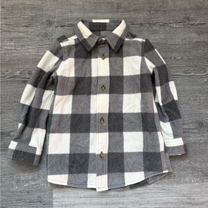 Jumping Beans Gray and White Plaid Flannel Shirt. Kid size 24 months